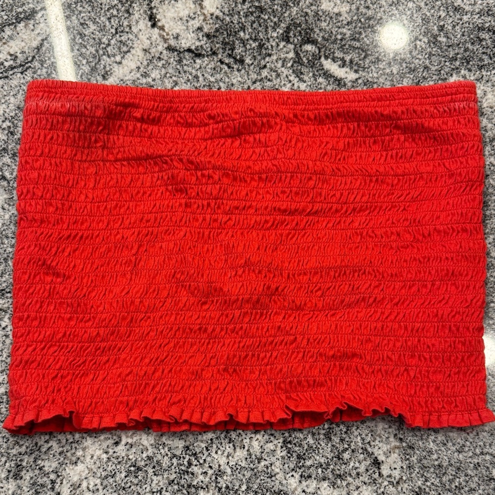 Red Smocked Tube Top